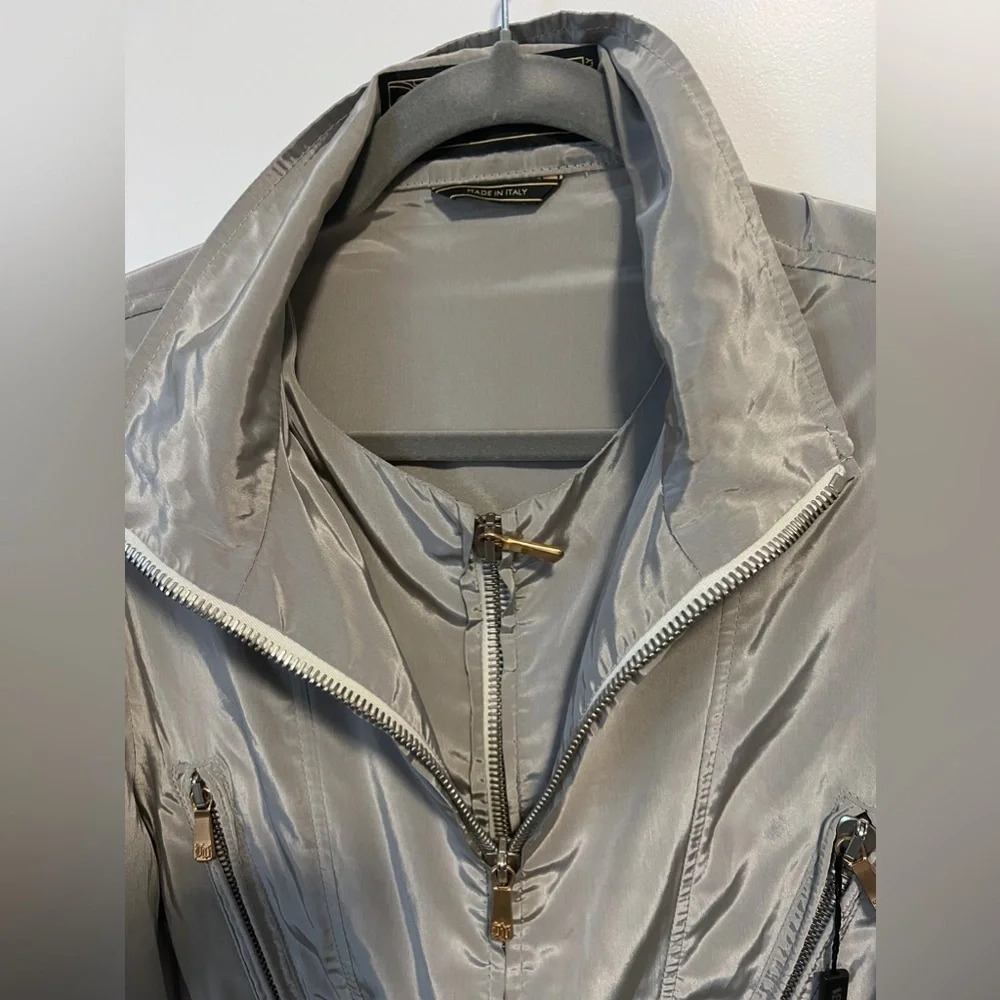 Vintage | Versace Double Zipper Silver Half-Zip Jacket | Size L (approx) - Picture 5 of 10